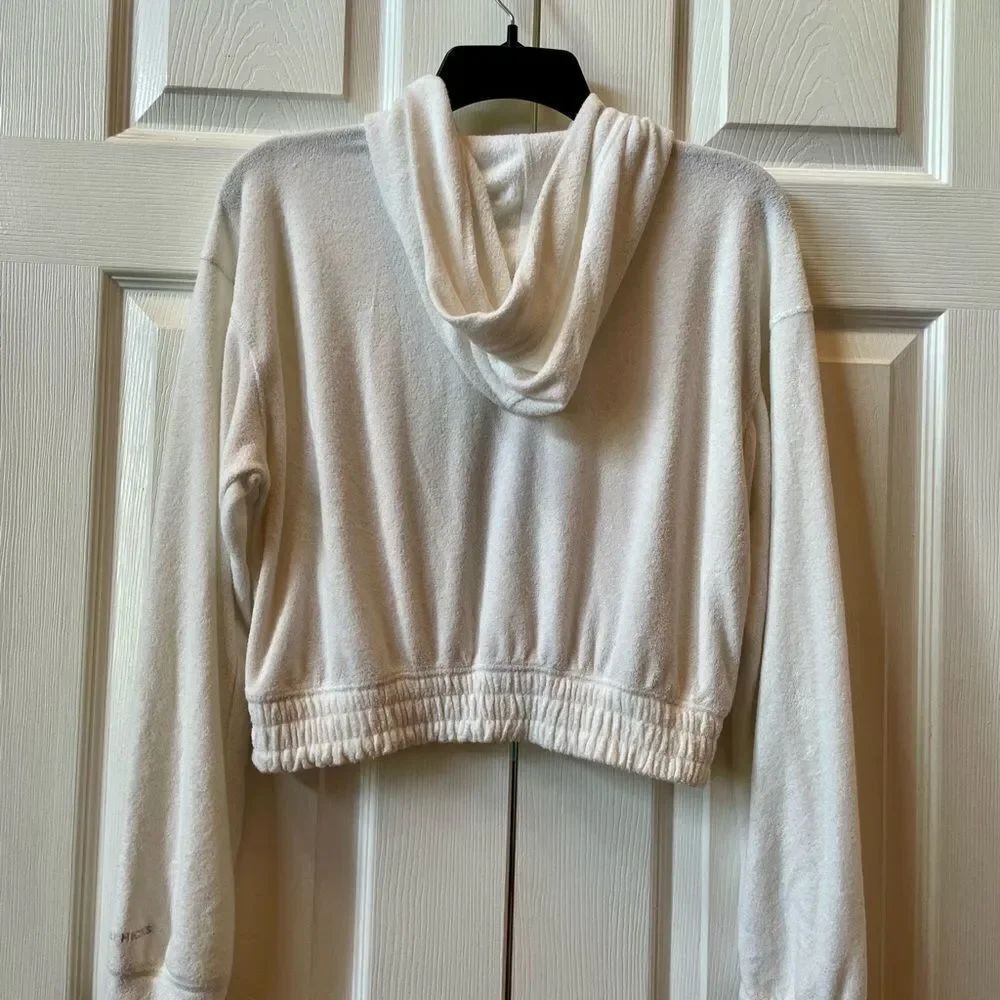 White Stretch Terry Zip-Up Hoodie - Picture 5 of 5